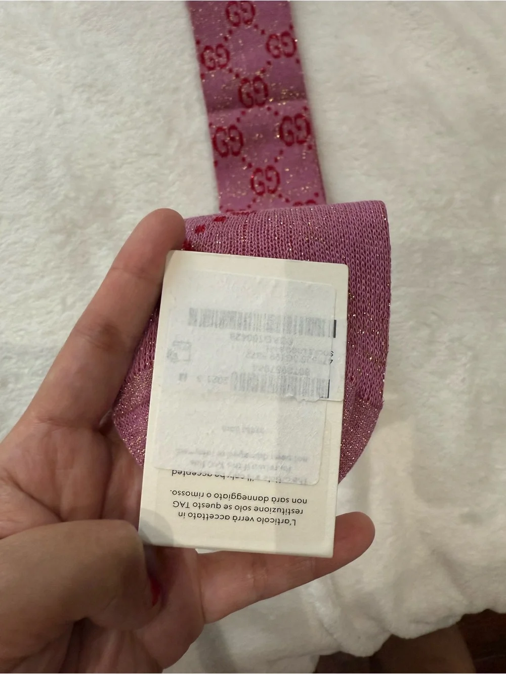 Gucci Pink Glitter GG Logo Knee-High Sock M